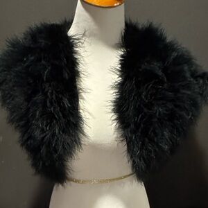 Vintage Betsy Johnson 2000’s Y2K feather Bolero Shrug Capalet